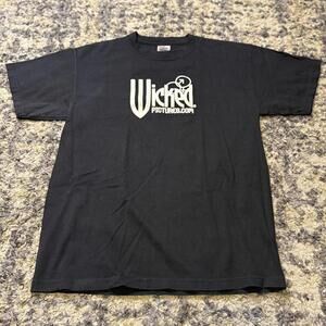 Vintage Wicked Pictures Logo T Shirt Size M Delta Magnum Weight Black Y2K